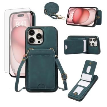 Imagem de Asuwish Capa de telefone para iPhone 16 Pro 6,3 polegadas com protetor de tela de vidro temperado e alça de pulso transversal de couro flip porta-cartões acessórios para celular i Phone16 i16 16Pro