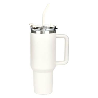 Imagem de Garrafa TéRmica Com Tampa E Canudo | Garrafa TéRmica Tipo Squeeze, Adequada Para áGua E Bebidas(Creme-1200ml)