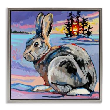 Imagem de Stupell Industries Arte de parede em tela flutuante marrom Coelho Goliath Fugitivo, design por Adam Swanson, 63 x 63 cm