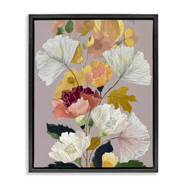 Imagem de Stupell Industries Arte de parede em tela flutuante emoldurada com folhas de folhagem detalhada, design de Annabelle Hall, 78 x 63 cm