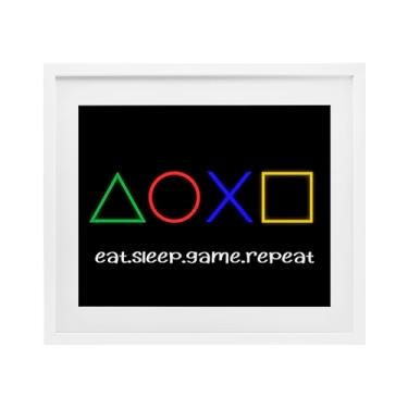 Imagem de Stupell Industries Neon Gaming Symbols & Words White Framed Print Under Glass, design by Christine Simpson Art, 17 x 21