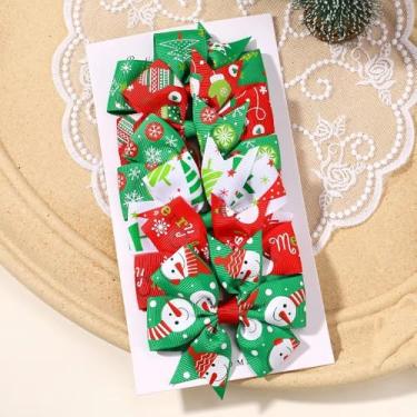 Imagem de 6 peças de 7,6 cm prendedores de cabelo natalinos adorável laço festivo grampo de cabelo boutique estampa natalina flocos de neve cocar