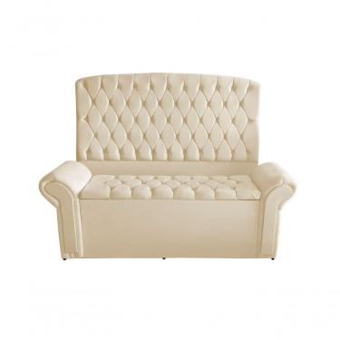 Imagem de Kit Dubaí Cabeceira De Cama Box Casal E Recamier Baú 140 Cm Suede Porcelana Do Lar Móveis