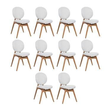 Imagem de Kit 10 Cadeiras De Jantar Lotus Estrutura Aço Carbono Laminado Natural Com Estofado Linho Cru