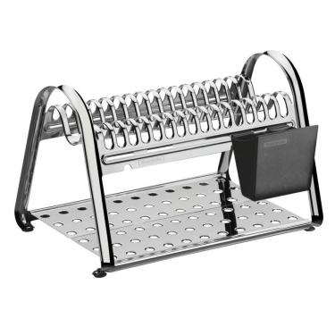 Imagem de Escorredor de Louças Inox Brilhoso Plurale Pratos Copos Talheres Tramontina