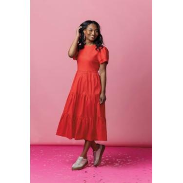 Imagem de Mud Pie Camiseta feminina Mud Pie Patton Vestido midi, Vermelho, M