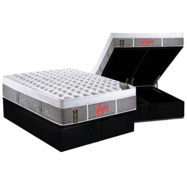 Imagem de Cama Box Baú Queen: Colchão Molas Ensacadas Castor Plush+Base Black(158X198)