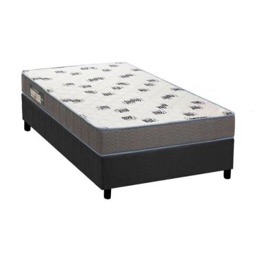 Imagem de Cama Box Solteiro: Colchão Espuma D33 Ortobom Light Saúde + Base Crc Suede Gray(88X188)