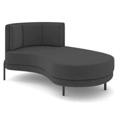 Imagem de Chaise Longue Divã 164cm Braço Esquerdo Logus D06 Veludo Cinza - Mpozenato
