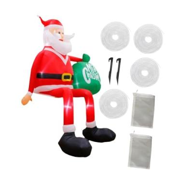 Imagem de KiBcsLic Papai Noel inflável de Natal para decoração externa, com acessórios de montagem, grande sacola de presentes e iluminação especial para festas na