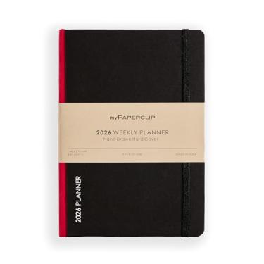 Imagem de myPAPERCLIP Agenda semanal 2026 | capa dura, 192 páginas, 80 g/m², A5 (14,8 x 21 cm) | plano | calendário anual, visão geral mensal e layout semanal | vermelho