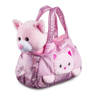 Imagem de Bolsa Infantil Cutie Handbags Rosa Com Gatinho De Pelúcia 15cm Hipoale