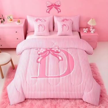 Imagem de Feelyou Conjunto de edredom com laço rosa, tamanho king, 7 peças, princesa, sonhador, para crianças, meninos, meninas, cama personalizada, com edredom, lençóis, fronhas, fronhas acolchoadas