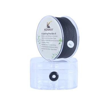 Imagem de KONMAY Cordão de nylon preto de 1,0 mm com estojo para pulseiras, cordão de cetim de nylon trançado de 90 metros para fazer joias, miçangas, nó chinês, kumihimo, macramé