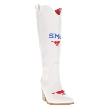 Imagem de Vaccari Blair Botas femininas de couro sintético premium NCAA Athletics cano alto cowboy, Smu Mustangs, 36