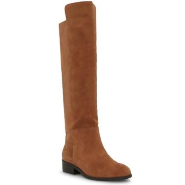 Imagem de Juliet Holy Botas femininas de cano alto, bico redondo, salto grosso, camurça, moderno, botas de inverno, Marrom, 38
