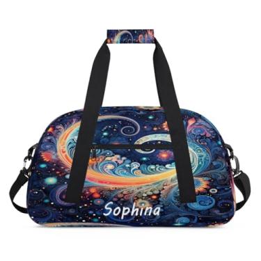 Imagem de Bolsa esportiva personalizada, estampa de pelis, étnica, com nome, bolsa de dormir personalizada, bolsa de fim de semana, bolsa de treino para dança, balé, academia, ginástica, mala, viagem, presente