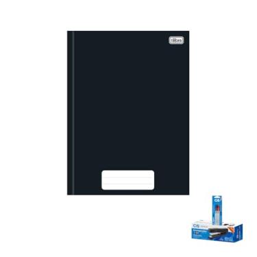 Imagem de Kit Caderno Brochura Tilibra Preto 80 Folhas + Caneta Esferográfica Spiro 0.7mm 3 Unidades + Grampeador Metallic C-15 45 Folhas