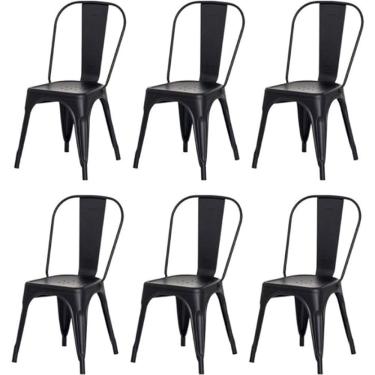Imagem de Kit 6 Cadeiras Tolix Fosca – Aço Industrial Preto, Estilo Retrô para Sala, Cozinha ou Escritório