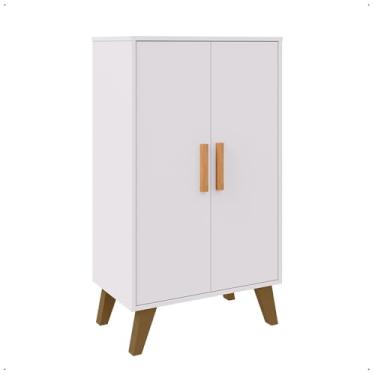 Imagem de Armário Sapateira Organizador Multiuso Prático Quarto Com Rodízios ou Pés 2 Portas(Mobi Branco)