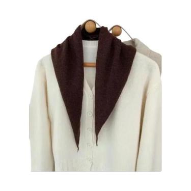 Imagem de Cachecol De Lã Triangular Listrado Quente E Macio Para O Inverno Femin