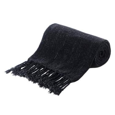 Imagem de BATTILO HOME Cobertor preto para sofá, cama, sofá - manta de chenille macia e aconchegante com borlas de franja, manta de malha leve de chenille para decoração de casa, 127 x 152 cm