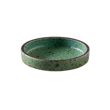 Imagem de prato de lanche Prato redondo de cerâmica retrô para molho, panela quente, tempero, prato para mergulhar, tigela, pratos pequenos para sabor tigela de sopa(Green)