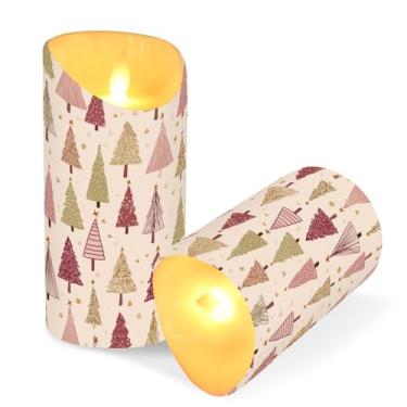 Imagem de Blueangle Pacote com 2 velas de árvore de Natal sem chamas com controle remoto e temporizador, velas LED cintilantes (7,6 cm x 9,9 cm) para decoração de casa, casamento, acampamento (812)