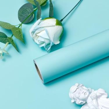 Imagem de Tanluxo Yiniri Papel de parede Blue Peel and Stick 39.9 cm x 497.8 cm papel de contato moderno ciano cor sólida inquilino papel de parede removível Waterpoof vinil papel de parede para quarto, cozinha