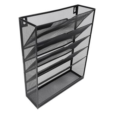 Imagem de WALFRONT Suporte de Arquivo de Parede Suspenso Organizador de Arquivo de Montagem Em Parede de Metal de 6 Camadas para Casa e Escritório Rack de Pasta Vertical Com 5 Bolsos Slot Inferior