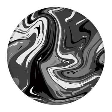 Imagem de Mouse pad redondo, redemoinhos preto e branco 22,4 cm pequeno mousepad para jogos, tapete de mesa com base antiderrapante e borda costurada, tapete de mouse para teclado de computador para trabalho em