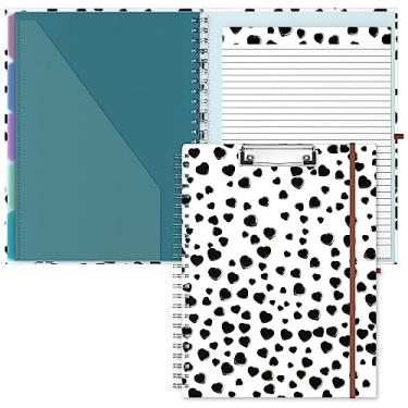 Imagem de Hongri Pasta De Prancheta Com Bloco Notas Pautado Recarregável, 8,5 X 11 Pastas 10 Bolsos, Espiral, Tamanho 12,8 9,7 Pol., Material Escritório E Escolar, Love Spot