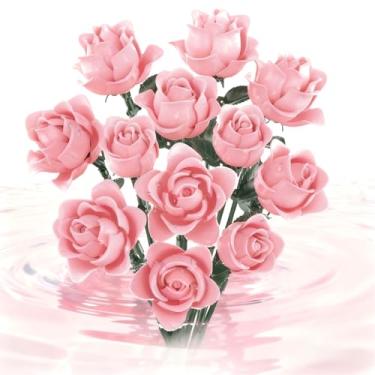 Imagem de Pink Rose Bouquet Building Set, Compatible with Lego Flowers for Adults - Botanical Collection Gift for Halloween & Valentines - Artificial Plant Home Decor