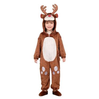 Imagem de Yulefly Pijama macacão de rena de Natal para meninas, Marrom, P