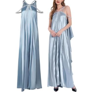 Imagem de Roeutoo Vestido feminino Padme para fantasia Queen Padme Amidala, fantasia de cosplay para adultos, Azul, M