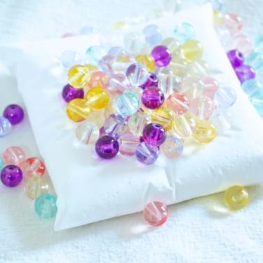 Imagem de Jabrand Kit de 150 contas, contas de vidro transparentes de 8 mm, contas de cristal redondas transparentes para fazer pulseiras, joias, artesanato DIY (misto)