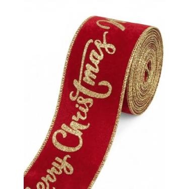 Imagem de Fitas de Natal para laços de guirlanda, fita de borda com fio de 10 metros, fitas de artesanato de veludo de floco de neve de Natal para embrulho de presente suprimentos de decorações de Natal