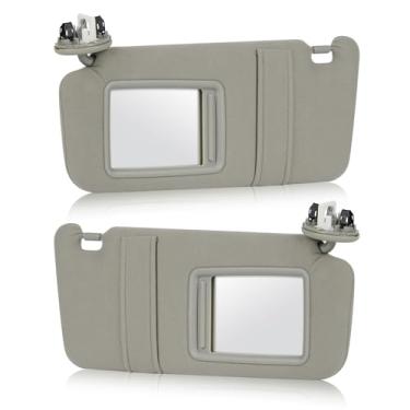 Imagem de Viseira de sol para lado do motorista e do passageiro com luz para Toyota Camry (serve apenas em modelos com teto solar) 2007 2008 2009 2010 2011, substitui OE 74310-06770-B0, 74320-06800-B0 (cinza)