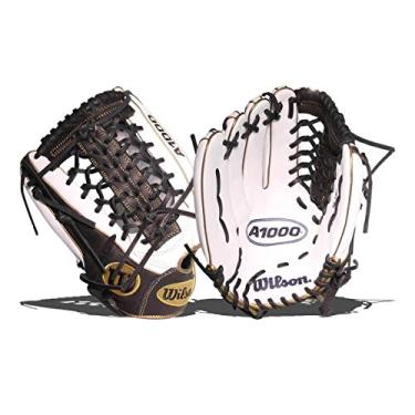 Imagem de Wilson Luva Outfield Fastpitch 2022 A1000 T125 31,7 cm - para mão esquerda, branco/preto/ouro metálico