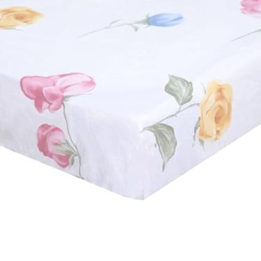 Imagem de Lençol Queen Queen de algodão puro, respirável, lençol com elástico alto, estampa floral, lençol com elástico profundo