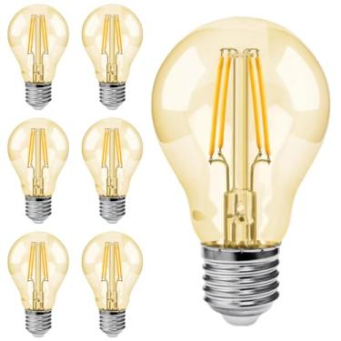 Imagem de Kit 7x Lâmpada Filamento Led A60 Retrô Vintage Âmbar Bivolt E27