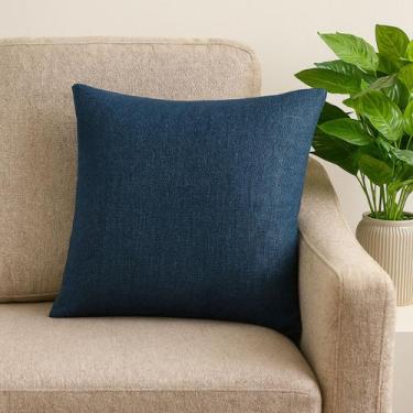 Imagem de Capa de almofada linhao azul marinho 45x45 - CIA DAS ALMOFADAS