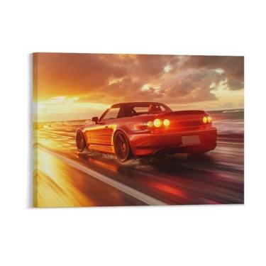 Imagem de HouLaiZhe Pôr do sol modificado Jdm Carro S2000 Cool Posters Tela Estética Decoração de parede Pintura de parede Impressão de sala de galeria Decoração de parede para quarto sala de estar escritório