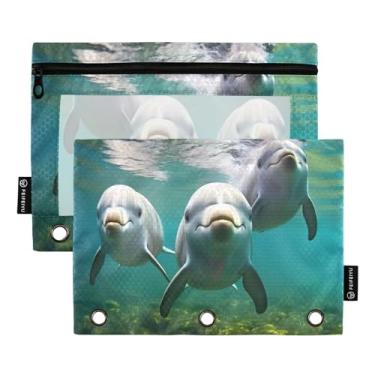 Imagem de Wassud Lovely Dolphins Pacote com 2 Pastas de Fichário Pastas de Bolso com 3 Furos, Pasta Organizadora de Fichários para Casa, Escritório