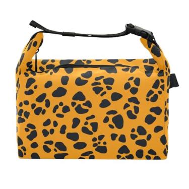 Imagem de STAYTOP Lancheira com estampa de leopardo laranja com fivela de alça, lancheira isolada para meninos e meninas, lancheira térmica para trabalho escolar