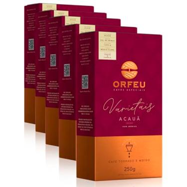 Imagem de Café Moído Premium Orfeu Sabor Acauã Kit 5 Pacotes de 250g