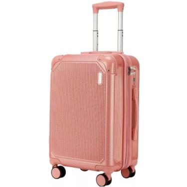 Imagem de Mala de Bordo 10 kg Rígida com Rodinhas 360°, Cadeado TSA, Expansível e Reforçada – Bagagem de Mão para Viagem, Avião e Feriado | Compartimentos Internos e Cinta Organizadora (Rosa)