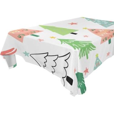 Imagem de Burbuja Toalha de mesa de árvore de Natal, toalha de mesa quadrada anti-rugas grossa para decoração de jantar, cozinha, festa, 137 x 137 cm