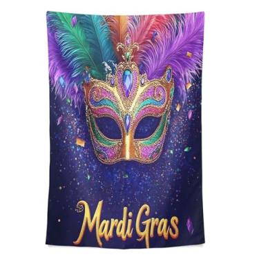 Imagem de STAYTOP Tapeçaria de Carnaval Carnaval Máscara de Carnaval Tapeçarias de Parede para Decorações de Casa Decoração de Dormitório Sala de Estar Quarto Tapete de Parede (90 × 60 pol)