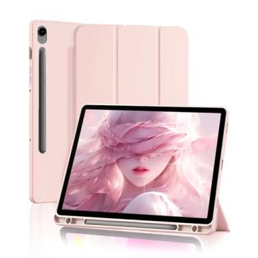 Imagem de Capa para Samsung Galaxy Tab S10 Lite / S10 FE / S9 / S9 FE 10.9-11 Polegadas 2025/2023 com Suporte para Pencil Parte Traseira em TPU Macio função de ativação/desativação automática, Rosa